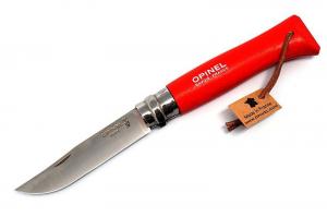 Нож Opinel серии Tradition Colored №08, нерж. сталь цвет красный,темляк